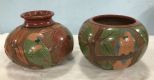 Two Nicaragua Pottery Red Clay Etched Vases