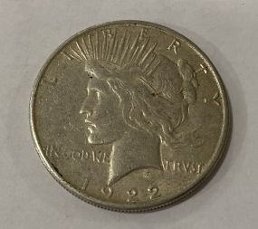 1922 Peace Liberty Silver Coin S