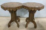 Pair of Syrian Wunderlay Inlaid Pedestal Side Tables