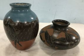 Two Hand Made Nicaragua Pottery Vases