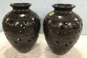 Pair of Nicaragua Clay Pottery Vases