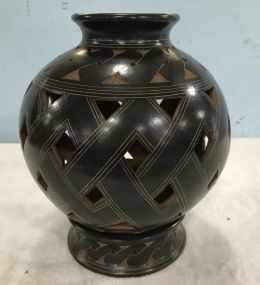 Hand Made Clay Nicaragua Pottery Vase with Stand