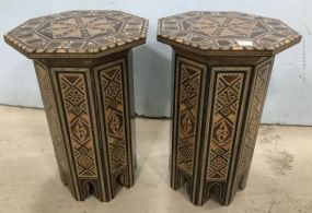 Pair of Syrian Wunderlay Inlaid Polygon Side Tables