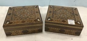 Pair of  Syrian Inlaid Mother of Pearl Boxes