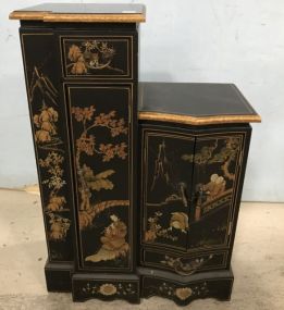 Black Lacquer Oriental Small Cabinet