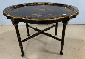 Modern Oriental Black Lacquer Tole Table