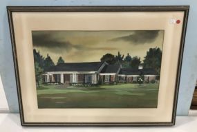 Signed Watercolor Painting of Family Home
