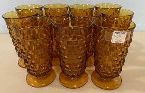 11 American White Hall Amber Drinking Glasses