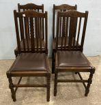 Four Vintage English Oak Side Chairs