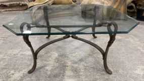 Ralph Lauren Style Glass Top Coffee Table