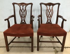 Pair of Antique Reproduction Cherry Arm Chairs