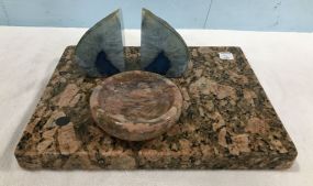 Collectible Polished Stones and Granite Trivet Plateau