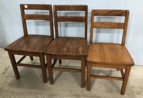 Three Vintage Wood Child's Chairs