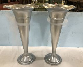 Pair of Silver Color Tall Vases