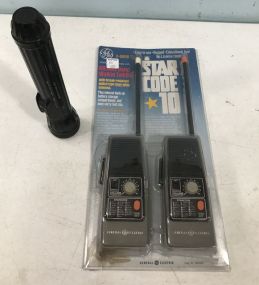GE 49MHz Band Walkie Talkies and Bright Star No. 1626 Jackson Police Dept Light