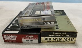 25-06, 7mm Rem, and 300 Win Mag Ammo