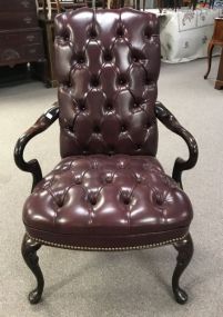 Cherry Queen Anne Tufted Office Chair
