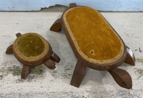 Two Vintage Wood Turtle Stools