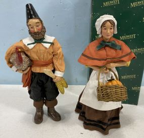 Midwest Imports Fabric Mache Pilgrim Man and Woman