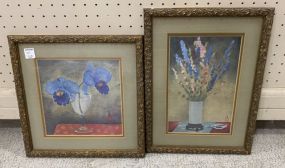 Two Oriental Still Life Floral Prints