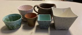 6 Vintage Pottery Flower Pots