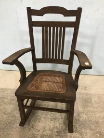 Vintage Oak Cane Seat Rocker