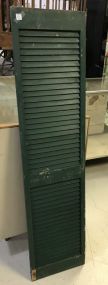 Two Green Painted Wood Shutters