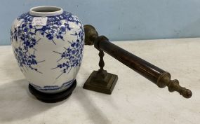 Small Chinese Porcelain Vase and Brass Wall Candelabra