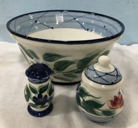 Gail Pittman Serving Bowl, Shaker, and Sugar Container