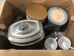Collectible Tins, Mugs, Coffee Pot and Airjet Electric Hari Dryer