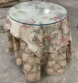 Linen Covered Round Lamp Table