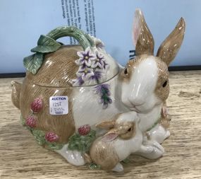 Fitz and Floyd Ceramic Rabbit Cookie Jar