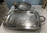 Silver Plate Footed Tray and Silver Plate Shell Dish