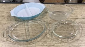 Pyrex Kitchen Ware Dish, and Two Glass Dishes