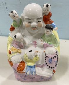 Vintage Chinese Asian Happy Buddha 5 Children