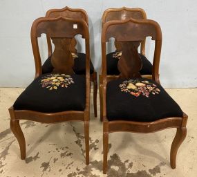 Four Early 1900's Burl Mahogany American Empire Side Chairs