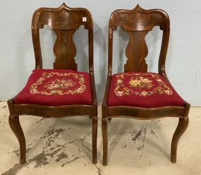 Pair of Early 1900's Burl Mahogany American Empire Side Chairs