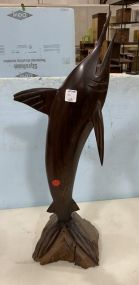 Wood Carved Swordfish Statue