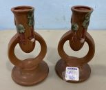 Vintage Roseville Fushsia Candle Sticks