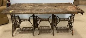 Large Antique Hand Made Sewing Machine Base Table