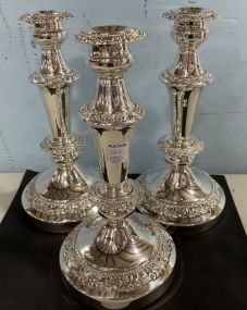 Three Silver Plated Candle Holders