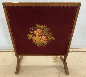 Antique Needle Point Fire Screen