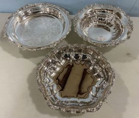 Three Assorted Style Silver Plated Bowls