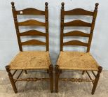 Pair of Country French Woven Seat Side Chairs