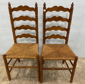 Pair of Country French Woven Seat Side Chairs
