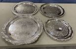 Four Silver Plate Round Serving Trays