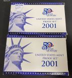 Two United States Mint Proof Set 2001