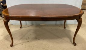 Modern Queen Anne Cherry Banded Oval Dining Table