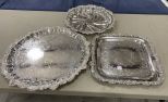 Three Silver Plate Serving Trays