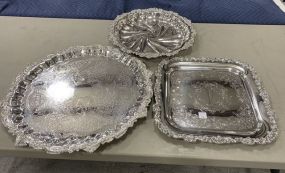 Three Silver Plate Serving Trays